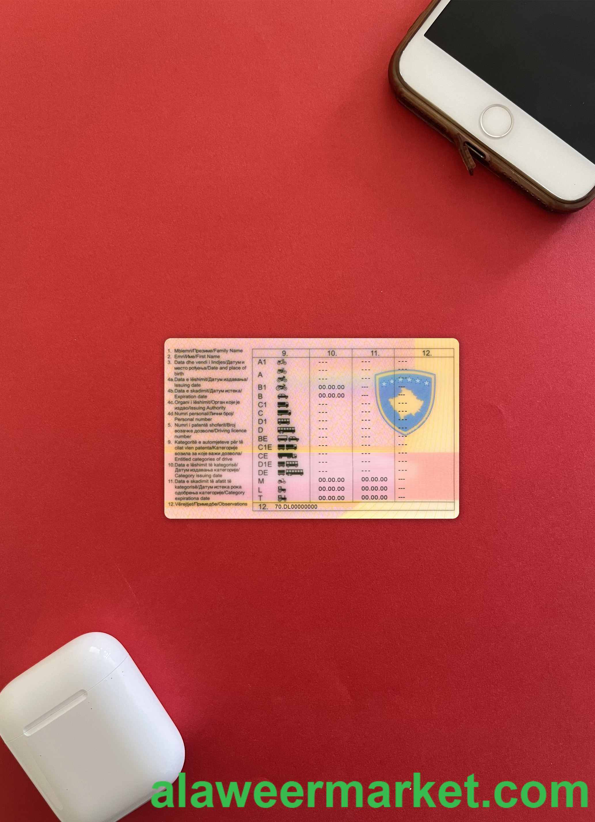 Kosovo driving license photolook back